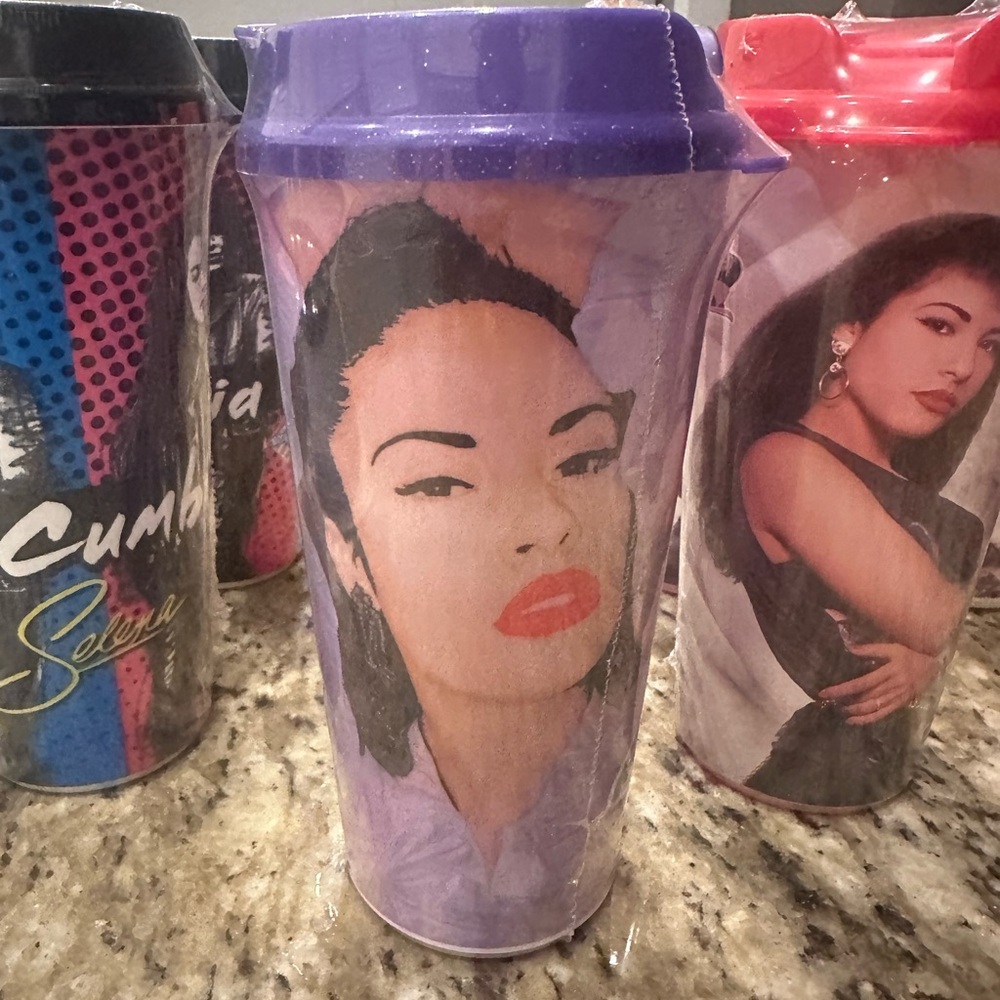 Purple and Red Selena Travel Mug